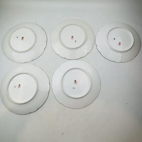 Limoges Elite 5 Salad Plate Lot Pink Yellow Floral Spray Gold Rim J.Mc.D&S - Picture 2 of 6